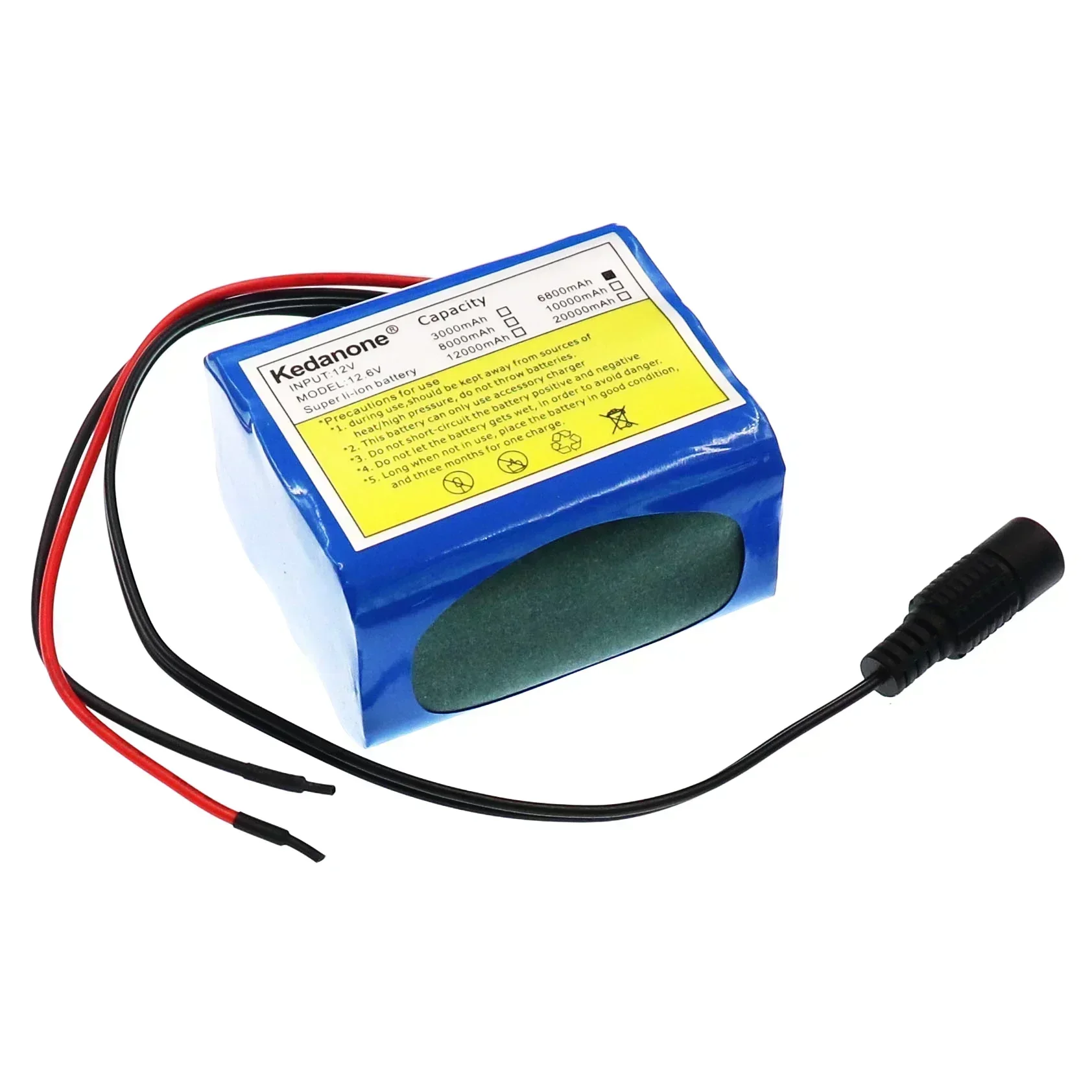 12V 6800mah battery 18650 lithium ion 6.8 ah rechargeable battery with BMS lithium battery pack protection board + 12.6V charger