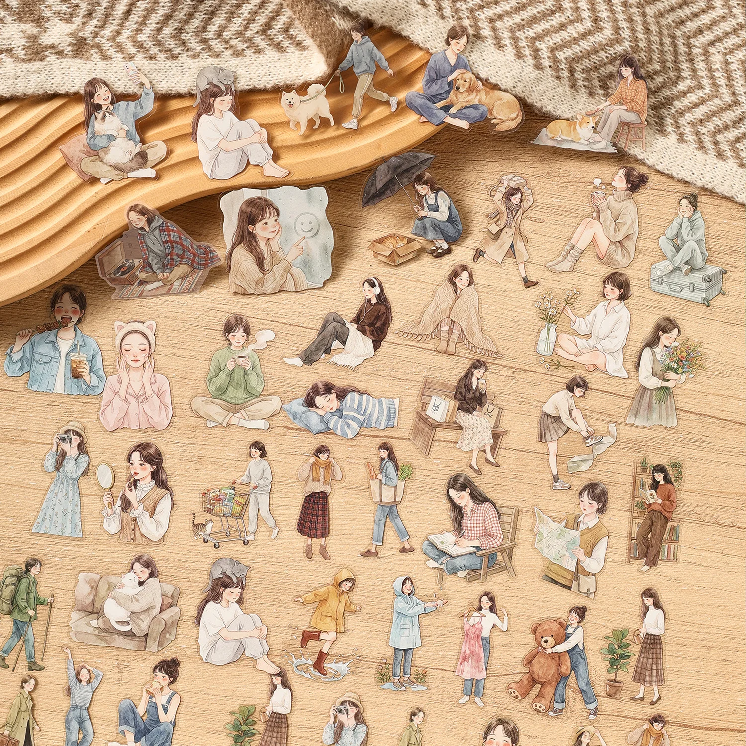 20pcs Slow Life Stickers Cute PET for Journal Scrapbook Decorative Supplies Decorative Adhesive Sticker Label