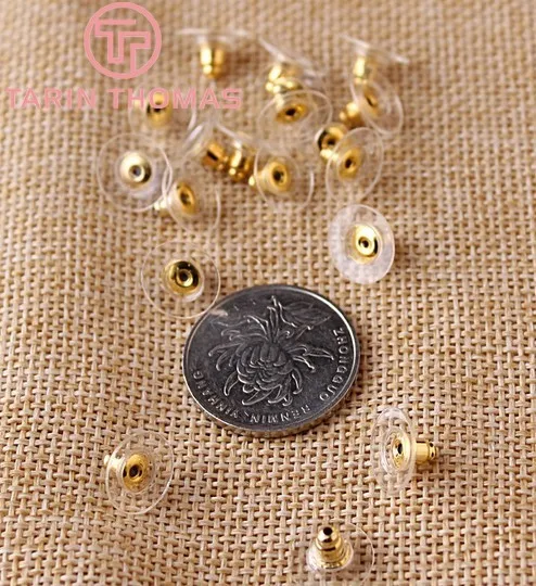 (4108)100PCS 11MM Gold Color Siver Color Iron+Plastic Earring Back Diy Jewelry Findings Accessories