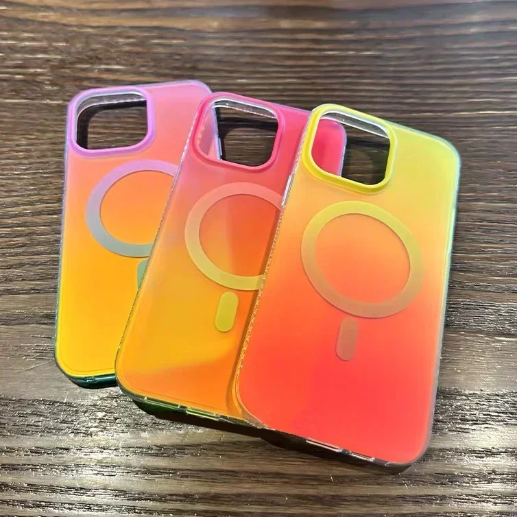 Laser Gradient for Magsafe Case for iPhone 17 16 15 14 13 12 Pro Max Magnetic Wireless Charging Colorful Shockproof Luxury Cover