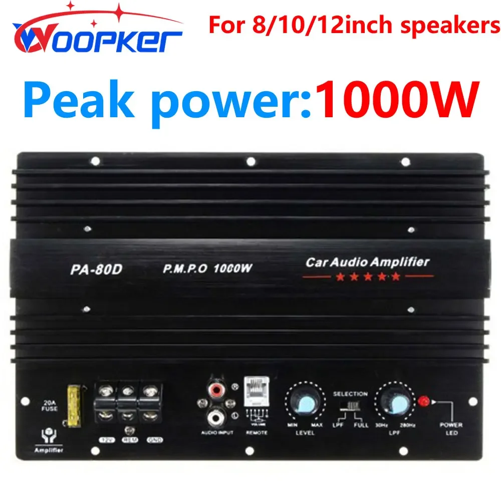 12inch Speaker Subwoofer Amplifier Board Peak 1000W High Power Car Audio 12V for 4-8 Ohm Bass Speaker