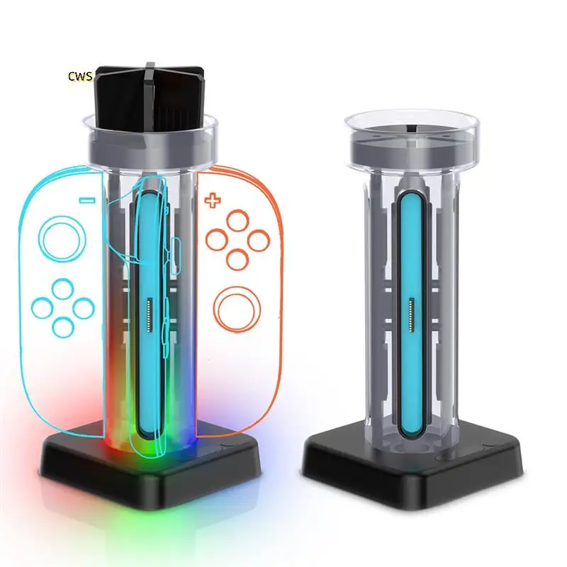 محطة شحن 4 في 1 للتبديل 2 رف تخزين بطاقة تحكم Joy-Con مع شاحن وحدة تحكم مؤشرات LED