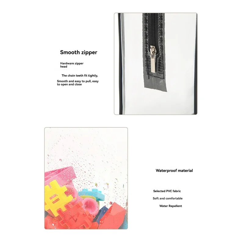 ABFN-6 Packs Toy Storage Bags,Reusable Clear Storage Bags With Front Pocket,Waterproof Toy Organizer Bags