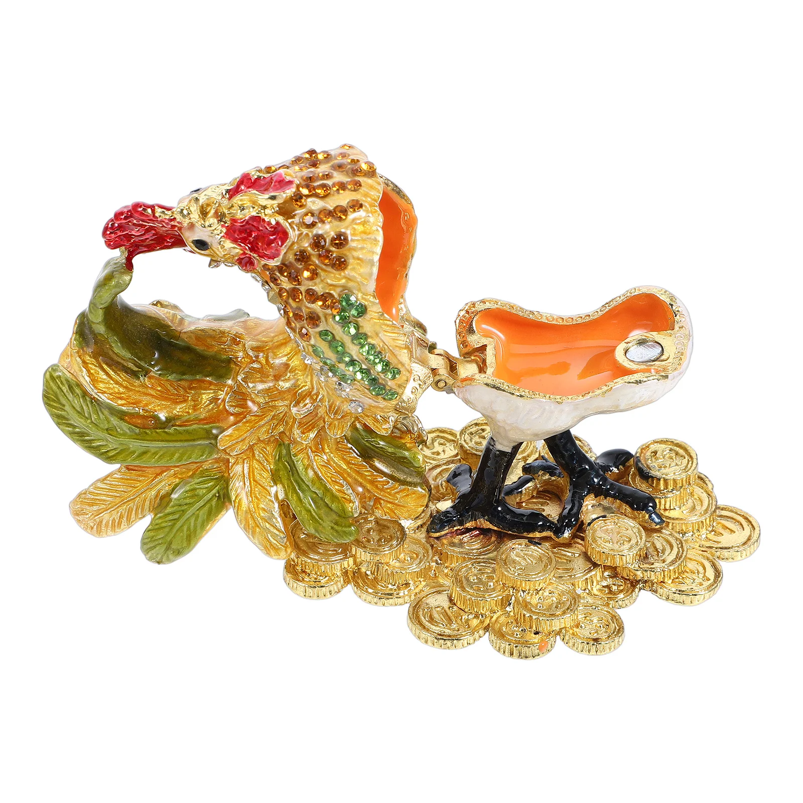 

Alloy Figurine Hinged Animal Collectibles Figurine Keepsake Boxes Hinged Collectibles Bird Jewelry Rooster Box