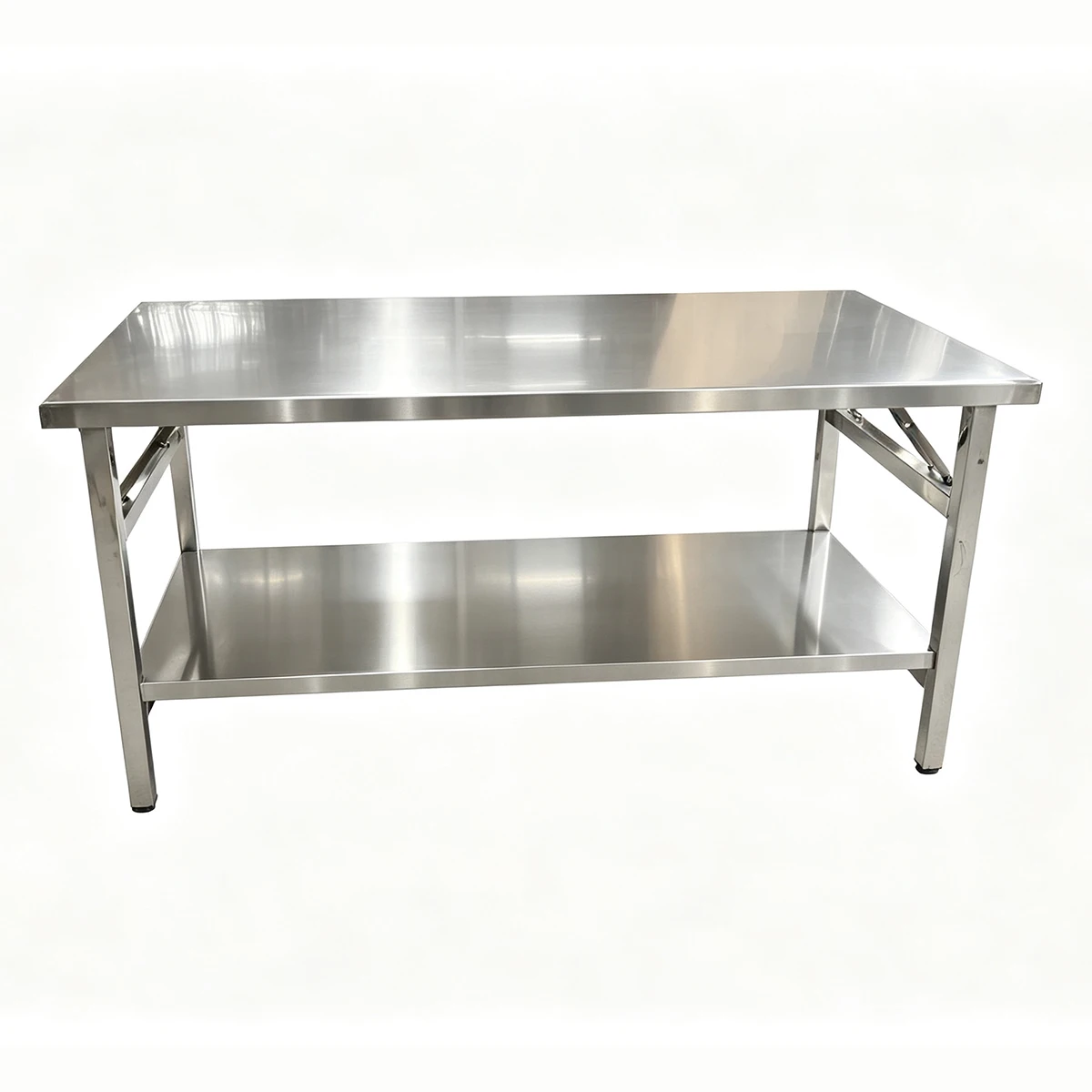 #Heavy Duty Commercial 2-Layers Modern Folding Bottom Shelf Workbench Stainless Steel Work Table for Hotel & Restaurant Equipmen