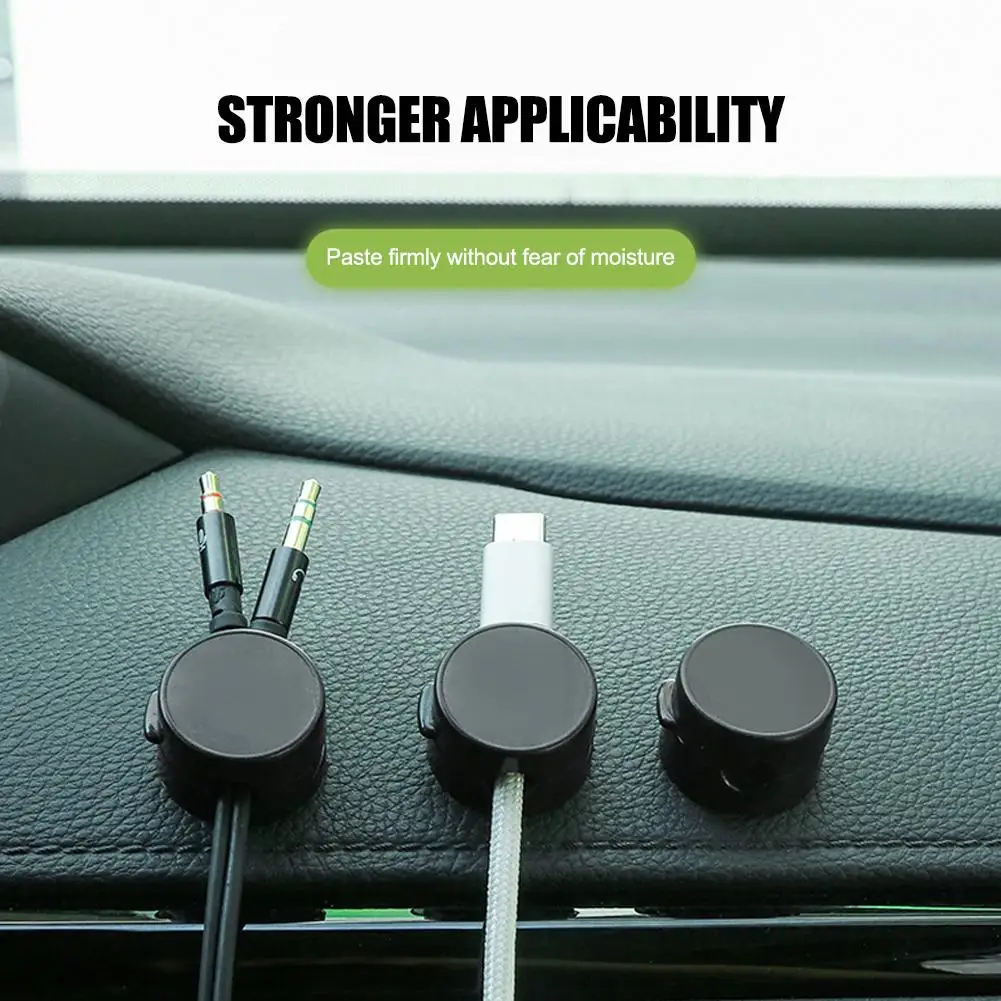 3/6pcs Round Magnetic Cable Organizer Clips For Desktop Phone Charging Cord Management Holder Home Office Adhesive Wire Kee A6q2