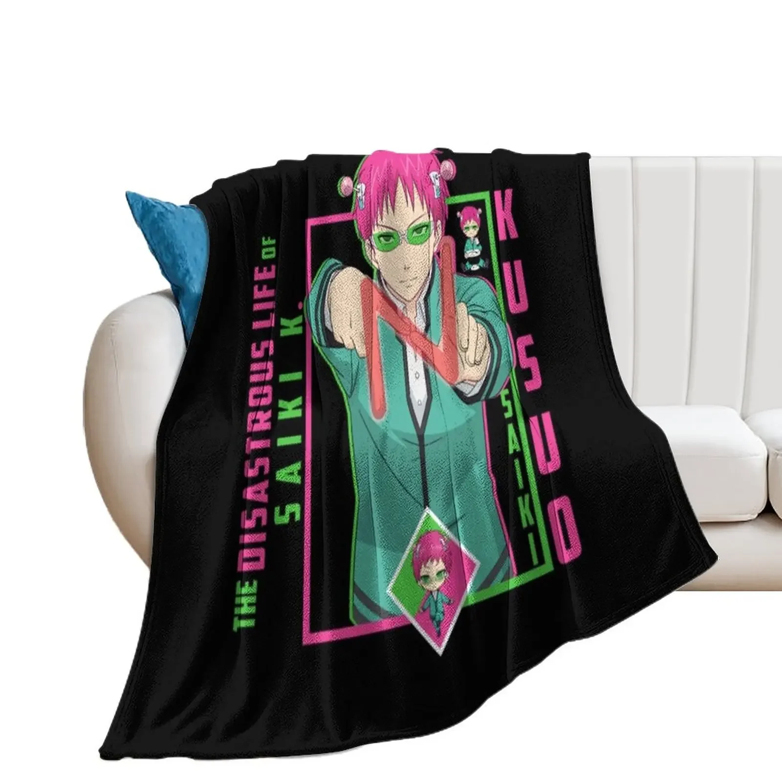 Saiki K T-ShirtThe Disastrous Life of Saiki K. - Saiki Kusuo Throw Blanket Sofas Sleeping Bag Blankets