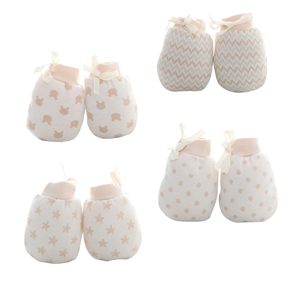 

4 пары детских варежек с защитой от царапин, перчатки для новорожденных, мягкие, уютные, теплые, регулируемые, без царапин, защитные перчатки для новорожденных