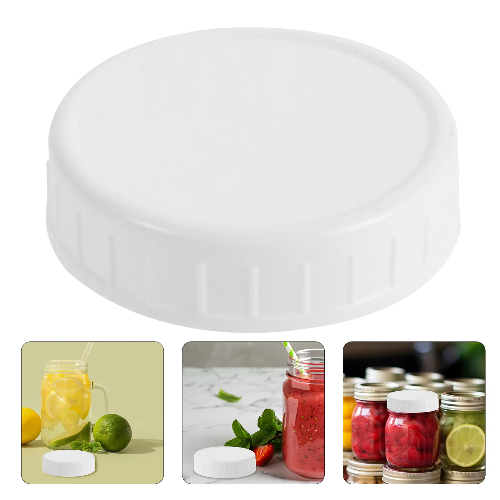 

10 Pcs Mason Jar with Pour Spout Lid Plastic Lids Wide Mouth Airtight Container