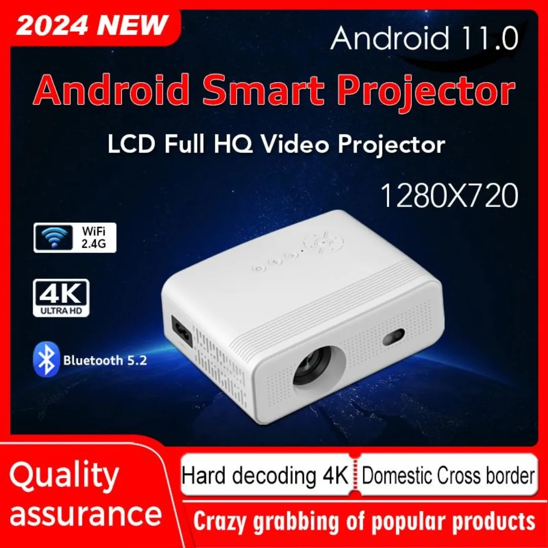 Home Cinema Mini HY100 WIFI6/2.4/5, BT5.2 Portable Projector Support 4K with 160 ANSI Lumens Android 11 Projector