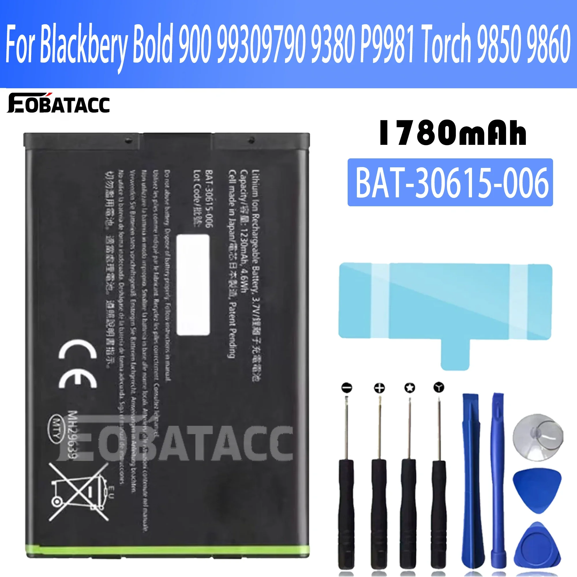 100% New Original Battery BAT-30615-006 For Blackberry Bold 9900 9930 9790 9380 P9981 Torch 9850 9860 JM1 Battery + Free Tools