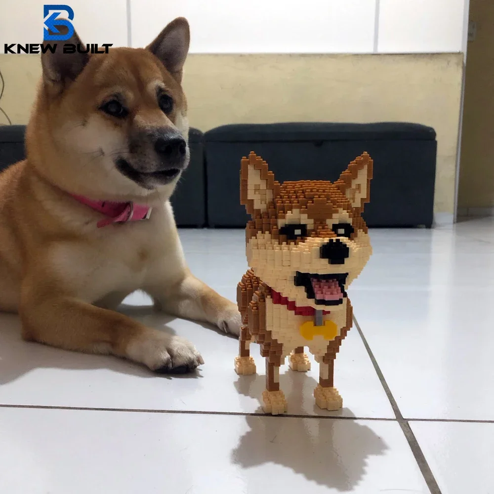 KNEW BUILT Shiba Inu Dog Model Mini Building Block Toy Set for Kid  Adult Beginner Teddy Hughes Corgi Collie Pet Cat Style Brick