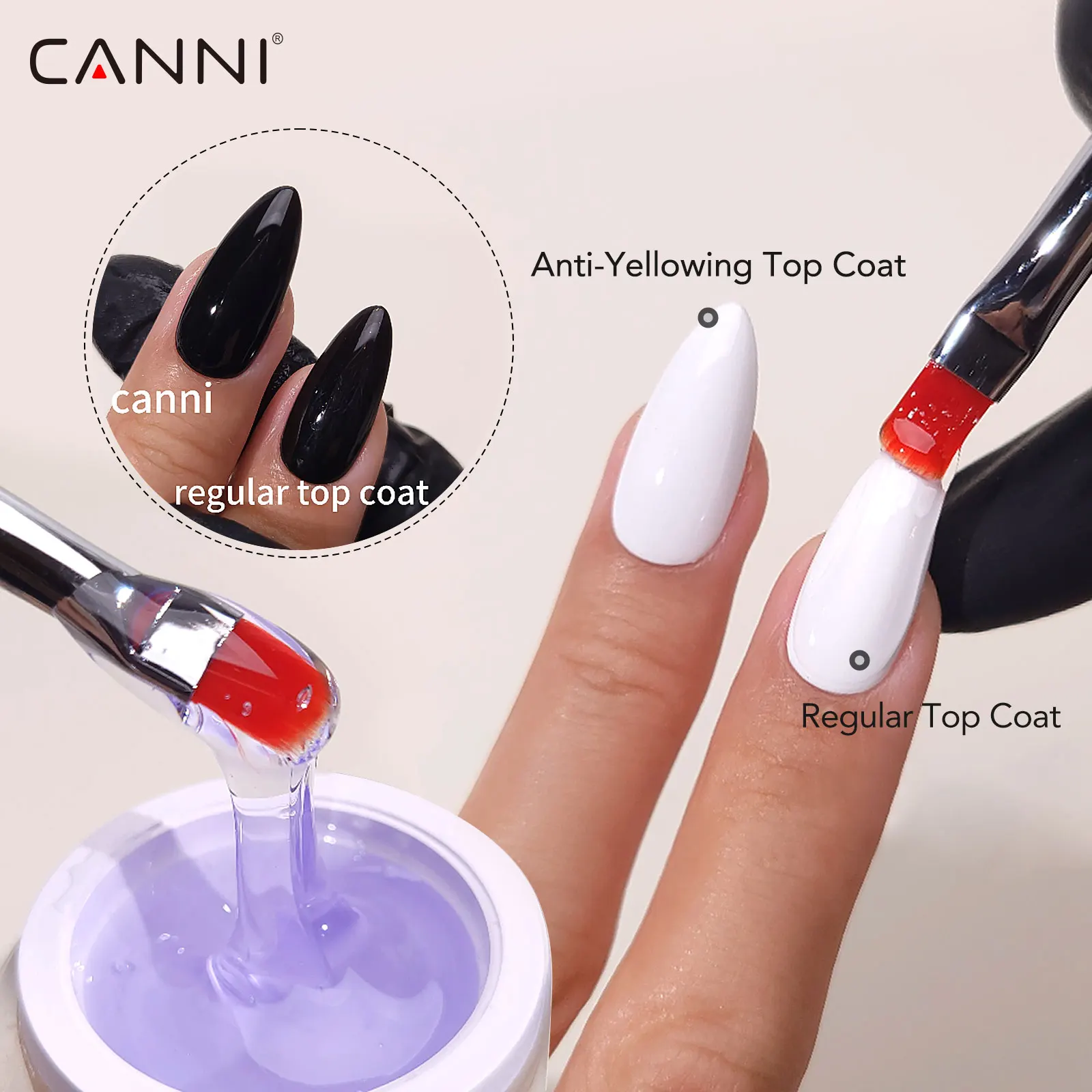 CANNI Purple Color High Shine No Wipe Top Coat Long Lasting Ultra Glossy Diamond Top Coat Soak Off UV LED Functional Gel 10ml