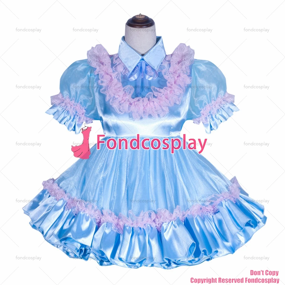 fondcosplay الكبار مثير عبر خلع الملابس سيسي خادمة قصيرة الفرنسية قابلة للقفل الأزرق الساتان الأورجانزا فستان موحد CD/TV [G4059]