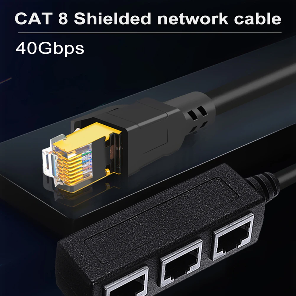 Cabo adaptador extensor 3 em 1 para extensão de rede portátil 1 a 3 portas rj45 ethernet divisor extensor de cabo para gato 8/cat7