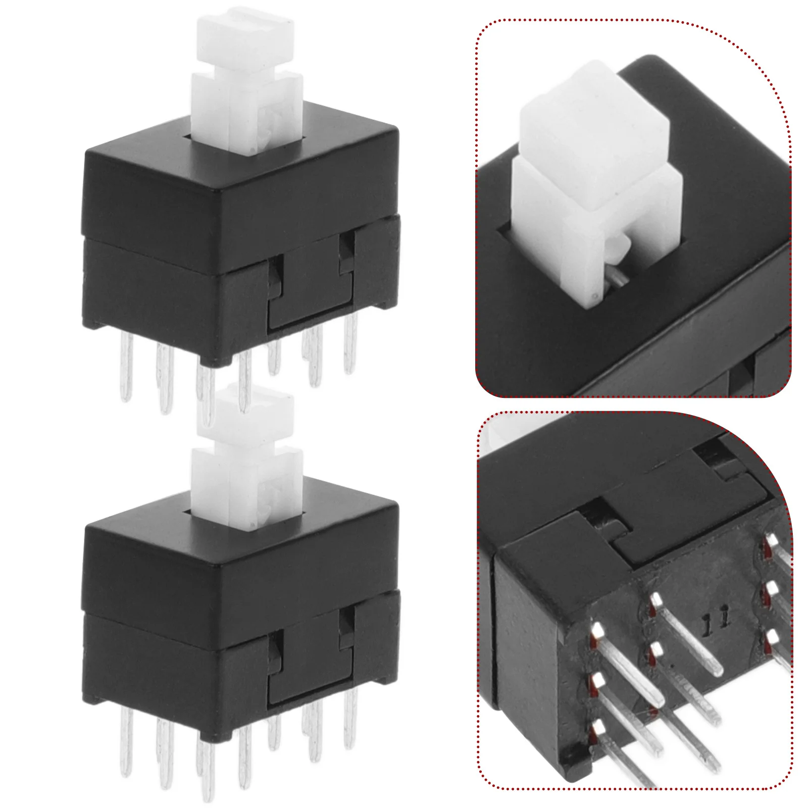 

4Pcs Self-Locking Switch 12 Pins Mini Push Button Durable Audio Mixer Replacement Reliable Operation Micro Push Button Switch