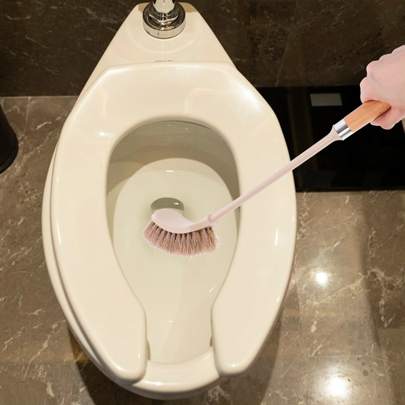 

Wooden Handle Toilet Brush Long Handle Bathroom Cleaner Soft Bristle Cleaning Tool Hanging Bathroom Cleaning Supply for Toilet