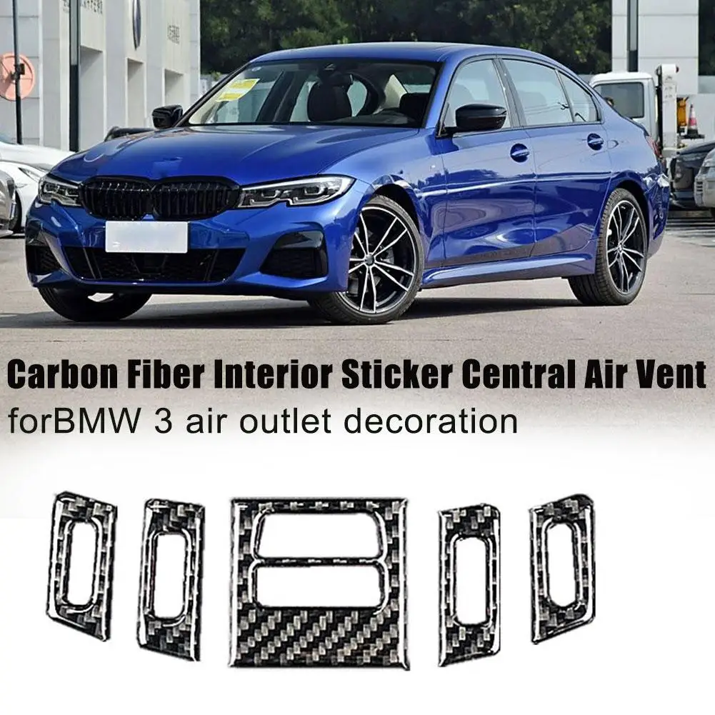 

For BMW E90 E92 E93 Interior Accessory 5pcs Car Auto Sticker Outlet Carbon Interior Vent Air Central Fiber Trims Q2L9