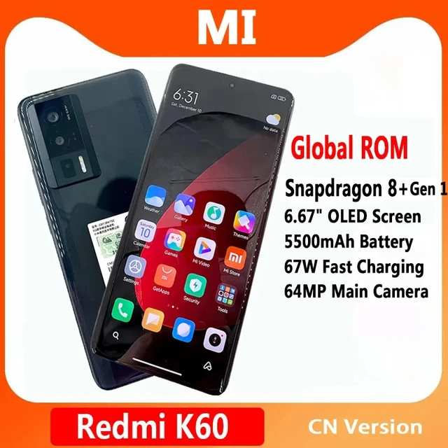 Xiaomi-Redmi k60スマートフォン,5g,グローバルボール,Snapdragon 8 gen 1,  5500mah,120hz,64mメインカメラ,67w,急速充電,中国のボール - AliExpress