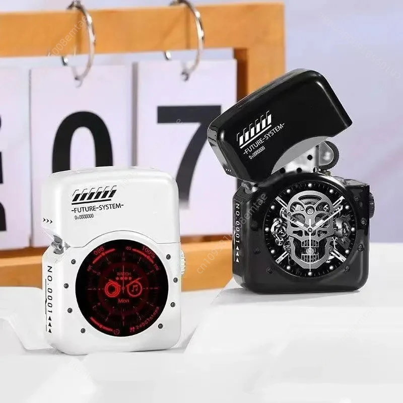 

НОВАЯ Креативная интеллектуальная зажигалка с сенсорным экраном, электронная ветрозащитная зажигалка-часы, аксессуары для сигарет, подарок для мужчин