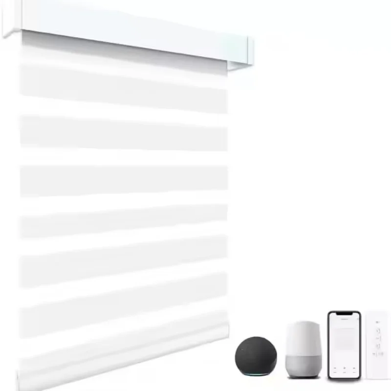 

Blackout Zebra Blinds Smart Window Day and Night Motorized Zebra Shades Electric Remote Control