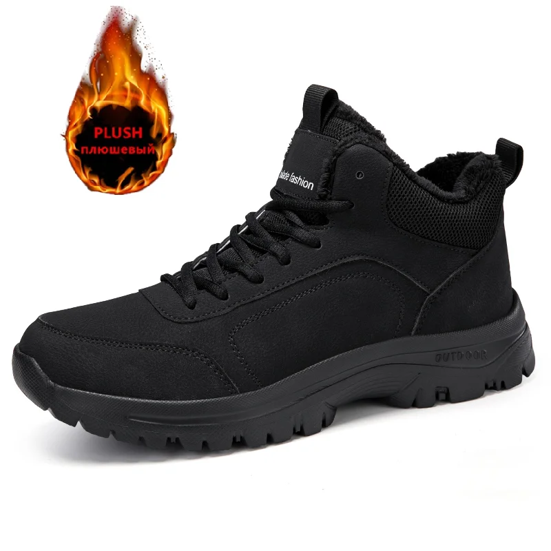 

Winter Men's Boots Warm Plush Men's Snow Boots High Quality Winter Non-Slip Sneakers Outdoor Men's Hiking Ankle Boots Work Shoes