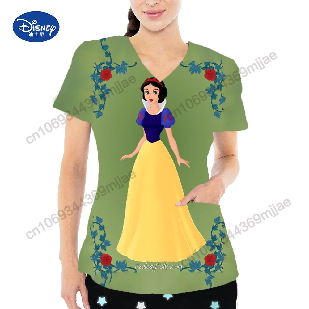 Disney-camiseta feminina de bolso com decote em v, camiseta gráfica feminina, camiseta estética, estilo Y2K, roupas japonesas, Yk2