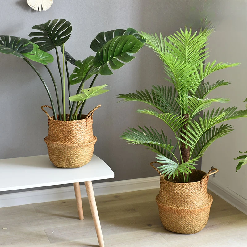 

Handmade Wicker Basket Rattan Seagrass Planter Foldable Flower Pot Organizer Box for Home Decor Living Room Shelf Dropshipping