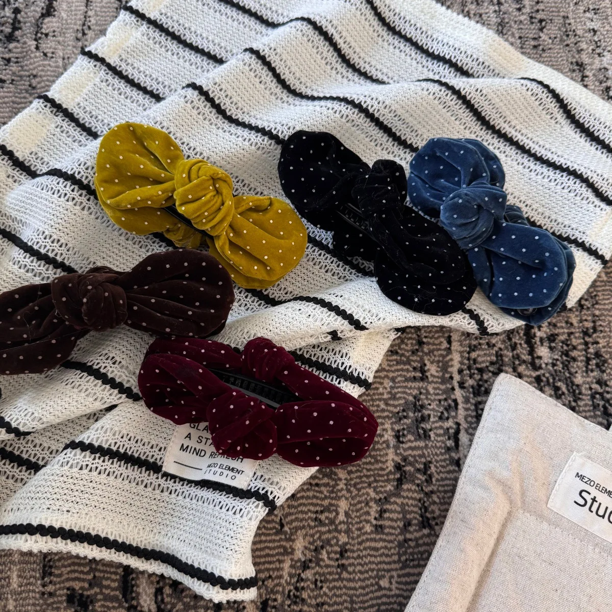Velvet Polka Dot Bow Hair Clip Elegant Temperament Starry Sky Hair Clip Autumn and Winter Banana Clip Hair Styling Accessories