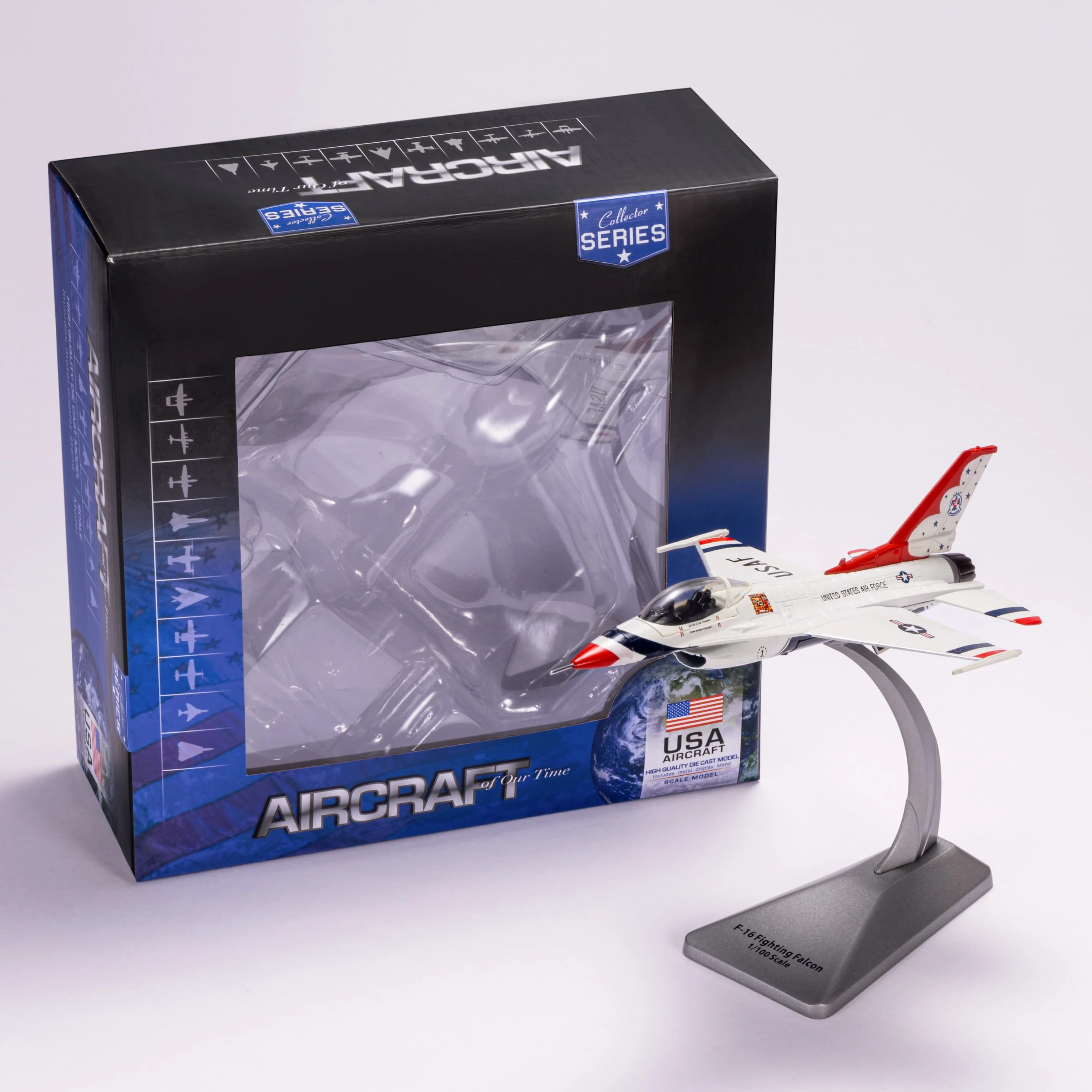 F16 1/100 Scale Metal Model Airplane (Including Base) Scale Model Home Placement, Collection and Decoration Creative Gift