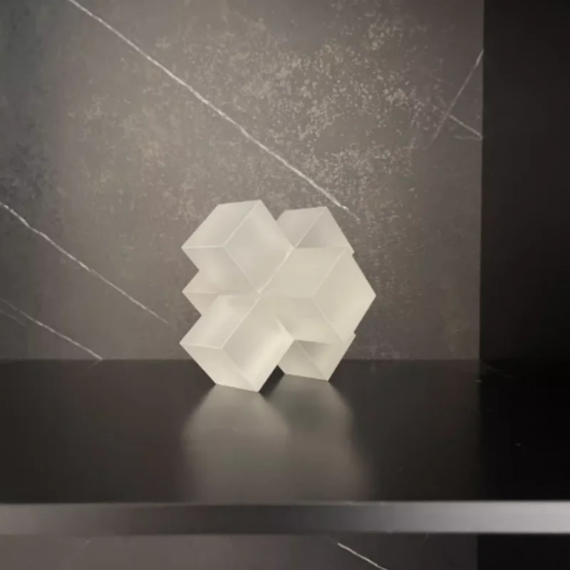 Glass Handicrafts Geometric Cross Creative Crystal Sculpture Frosted Square Three-dimensional Statue Home Decoration Accessories