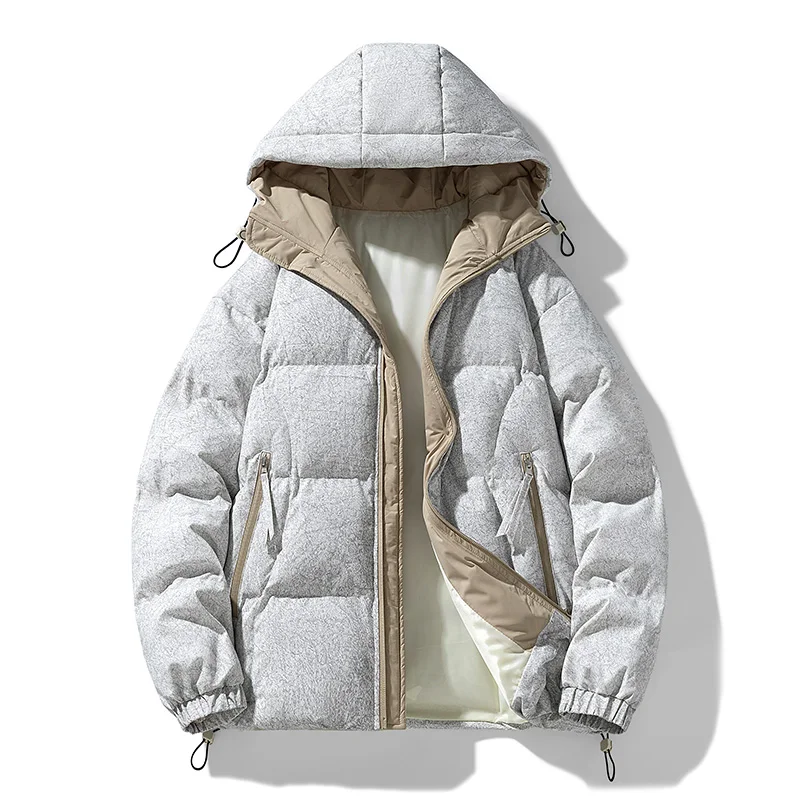 

Fashion All-match Parkas Coats for Men with Hood Windproof Warm Male Clothes Solid Color Casual Cotton Jackets Outdoor Thicken