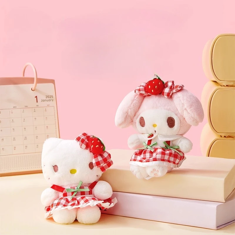 

Sanrio Strawberry Theme Plush Keychain - Cute Kawaii Soft Plush Key Ring for Bag Accessories, Gift for Girls Women