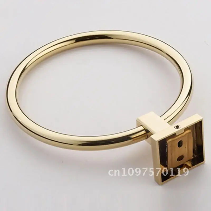 Round Towel Rings European Style Soild Ring Gold Holder Wall-Mounted Towel Towel Bathroom Rings Towel Brass