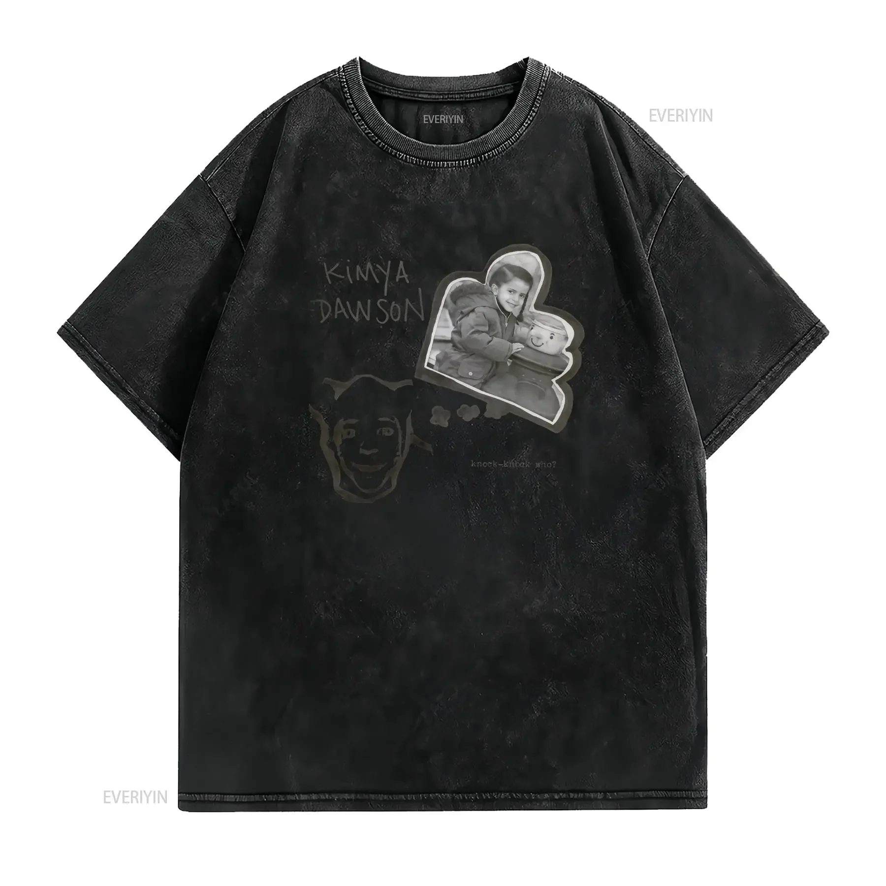 Vintage Black White Kimya Dawson Indie Music Print Casual T Shirt vintage Washed streetwear Comfortable Stylish homme Unisex