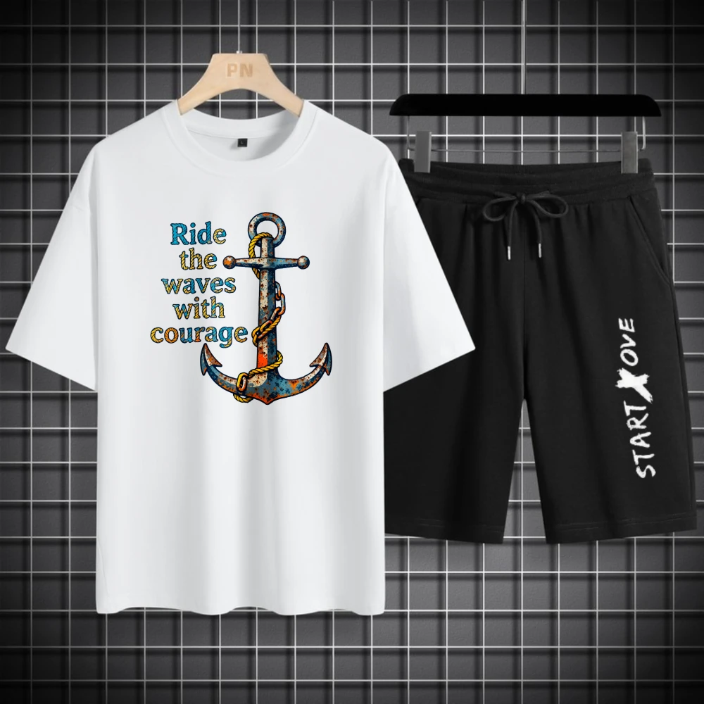 

Мужские футболки, комплекты с коротким рукавом + шорты, модный мужской костюм, летний дышащий футбольный комплект мужской одежды, полиэстер