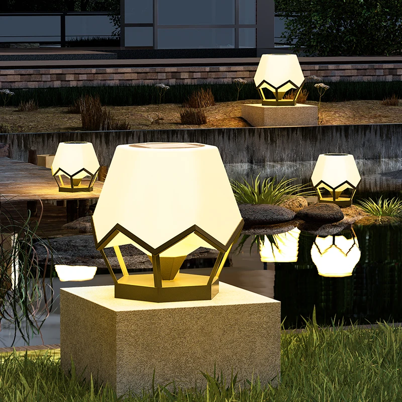 Solar Pillar Lights Outdoor Waterproof Lighting LED Wall Lamp Home Decor Solar Energy Super Bright Fence Villa Gate Garden Door