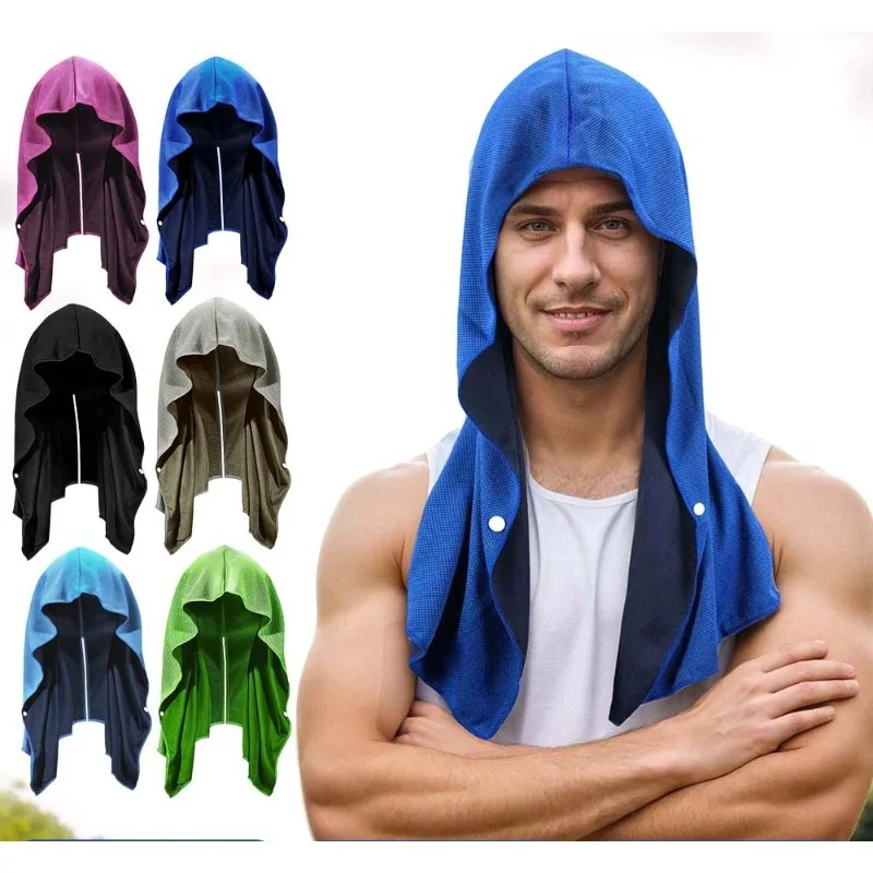 Quick Dry Cooling Hoodie Towel UPF 50 Plus Sun Protection for Outdoor Sports Gym Beach Running Camping Travel