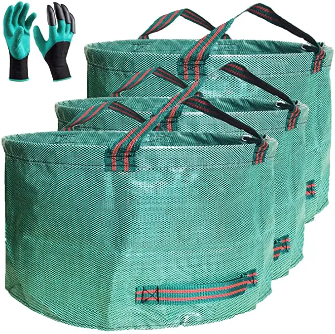 

Professional 3-Pack 63 Gallons Lawn Garden Bags Reusable Yard Waste Bag With Gardening Leaf Collector Garden Leaf Bag