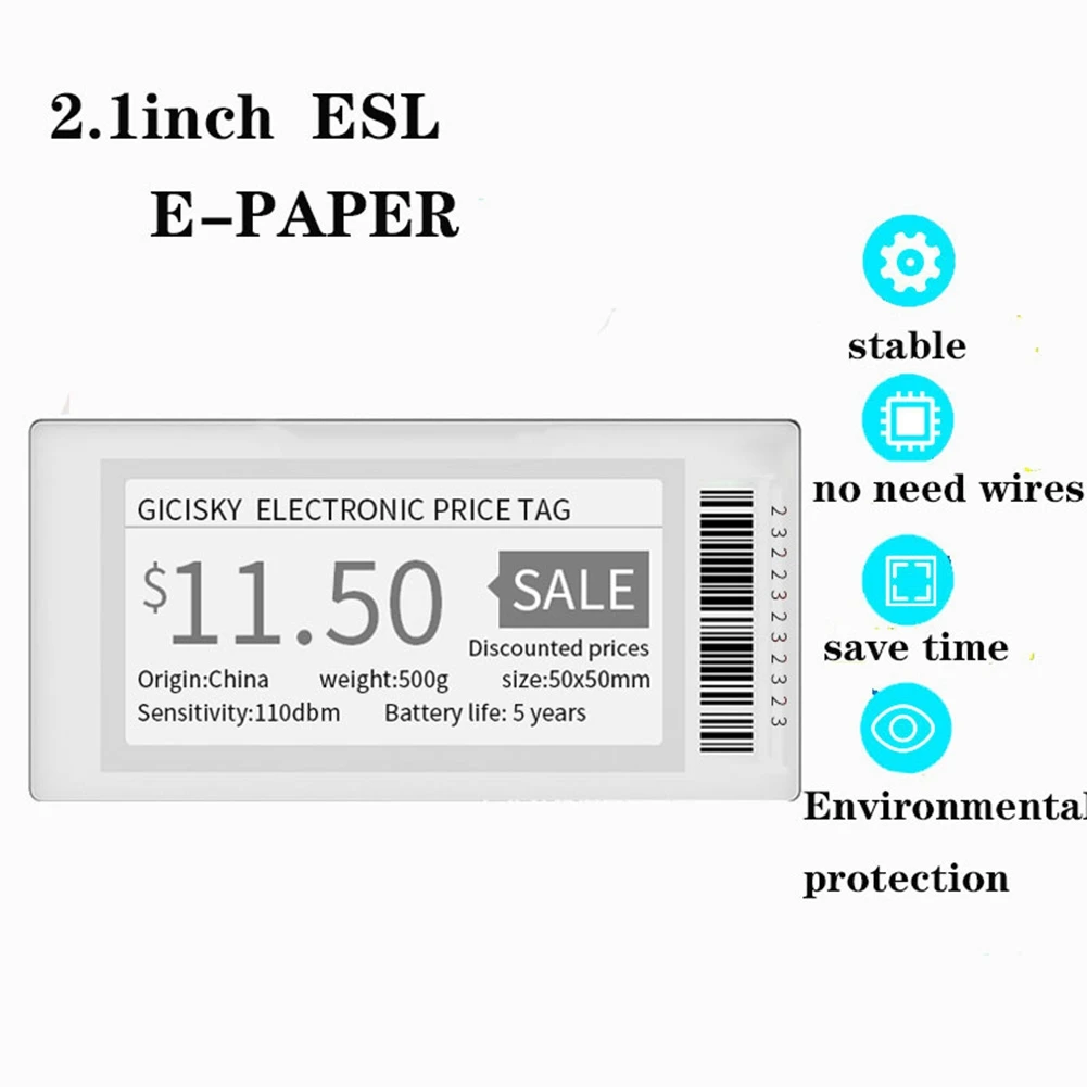 2.1 Inch Electronic Price Tag ESL TFT Screen Display No Messy Writing Bluetooth Connect Management For Android APP