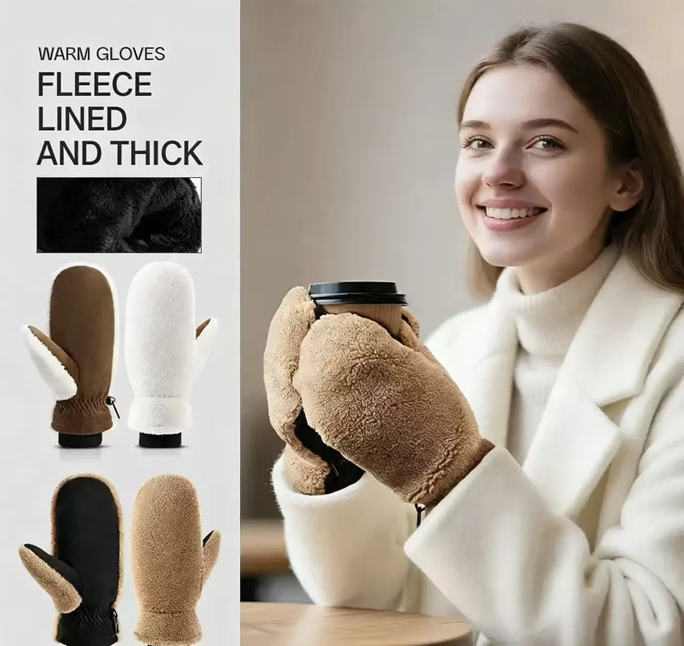 

Women's Winter Warm Gloves with Fleece Lining Windproof Plush Material Suitable for Outdoor Skiing Hiking Cycling and Sledding