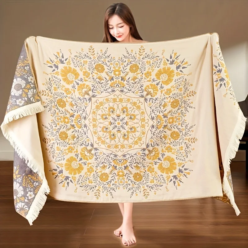 Cotton Multi-layer Gauze Bath Towel   Adult and Children's Multifunctional Blanket  Sofa Towel  Skin Friendly and Comfortable