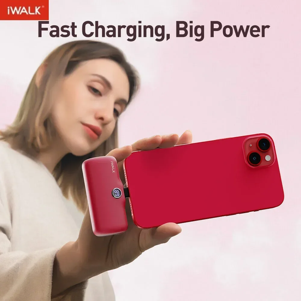 

iWALK-External Mobile Power Bank, Portable Battery Bank, Fast Charge Charger for iPhone, Ultra Mini Bank, 4800 mAh Powerbank