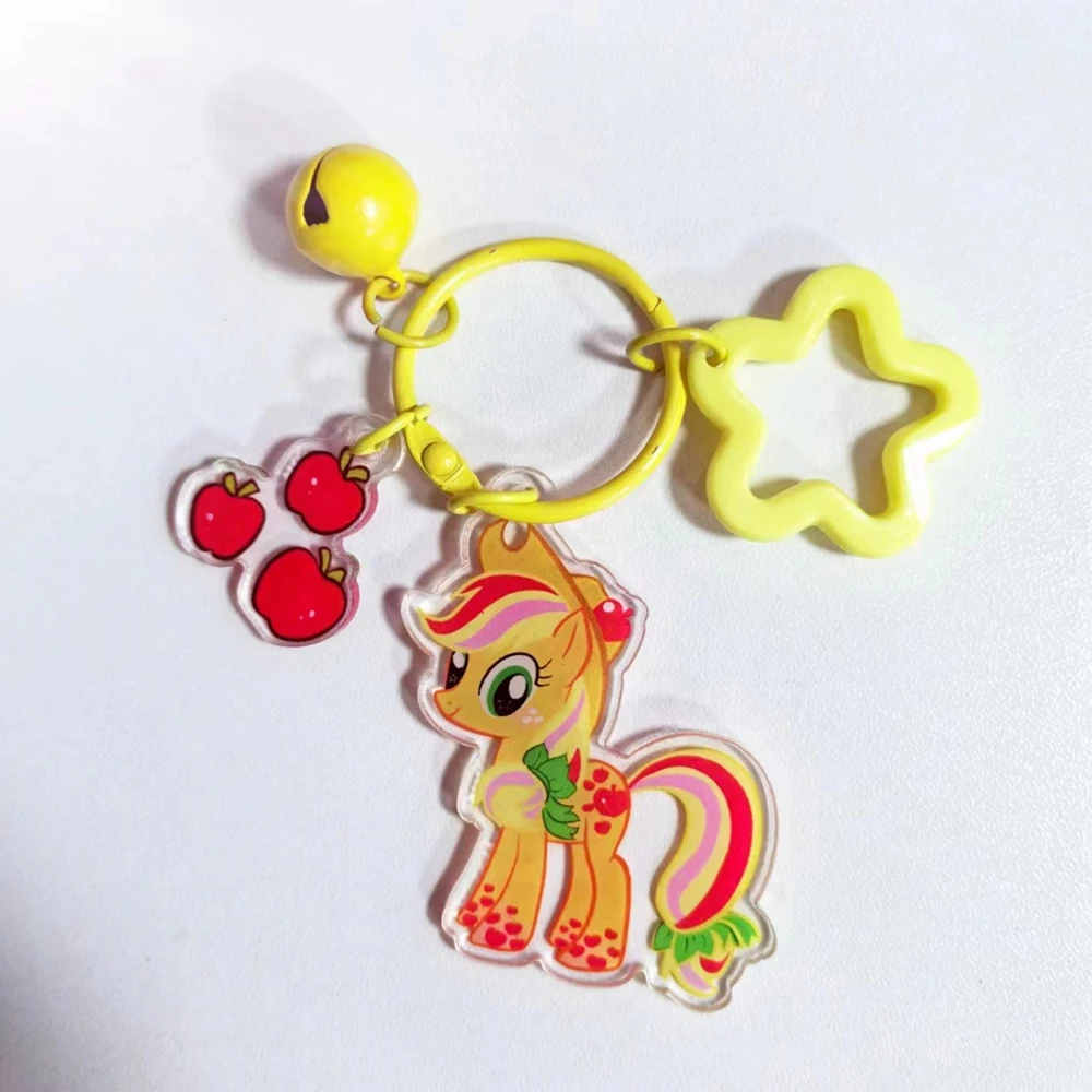 Cartoon My Little Pony portachiavi Kawaii acrilico Fluttershy Twilight Sparkle Rainbow Dash Pendant con ciondolo zaino Bell Anime