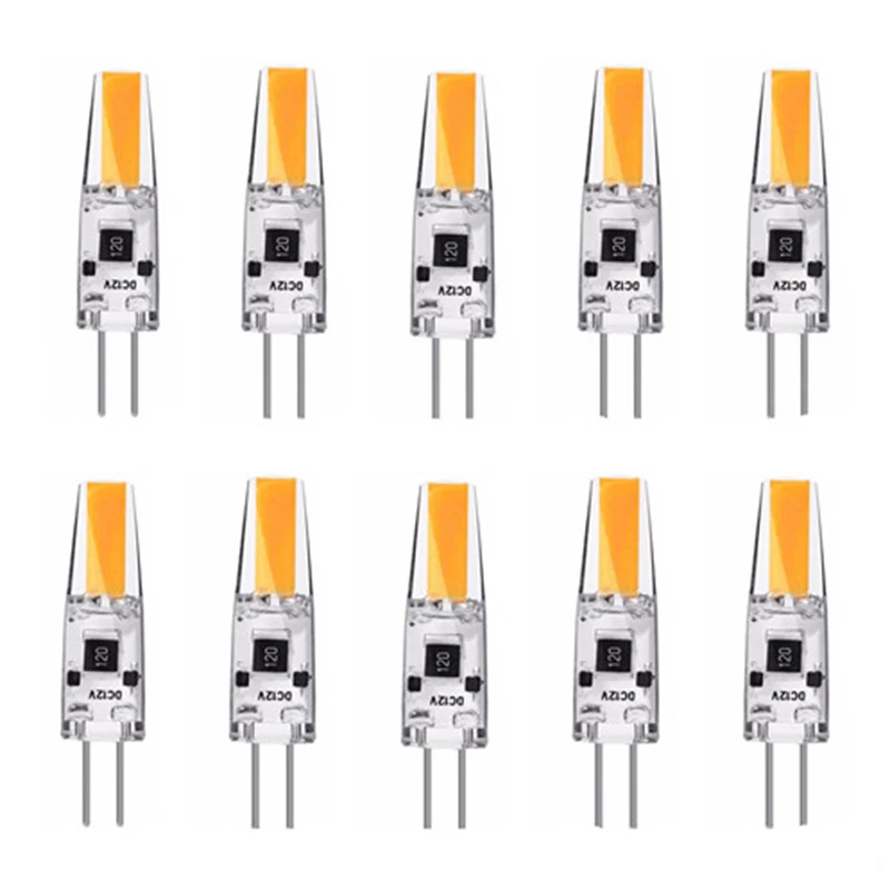 10 шт./лот G4 Светодиодная лампа AC12V COB Светодиодная лампа 6 Вт DC/AC 12 В 220 В LED G4 COB Диммируемые лампочки для люстры заменяемые галогенные лампы G4