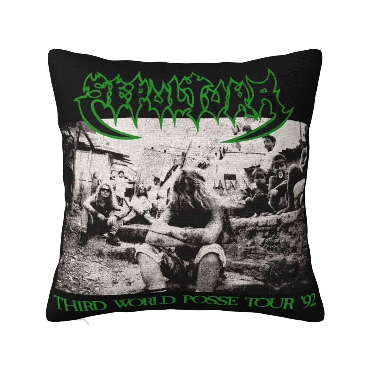 Rare Vtg Sepultura Posse Tour Sz L Rock Exodus Metal Slayer Morbid Angel Womens Present New Harajuku Pillow Case