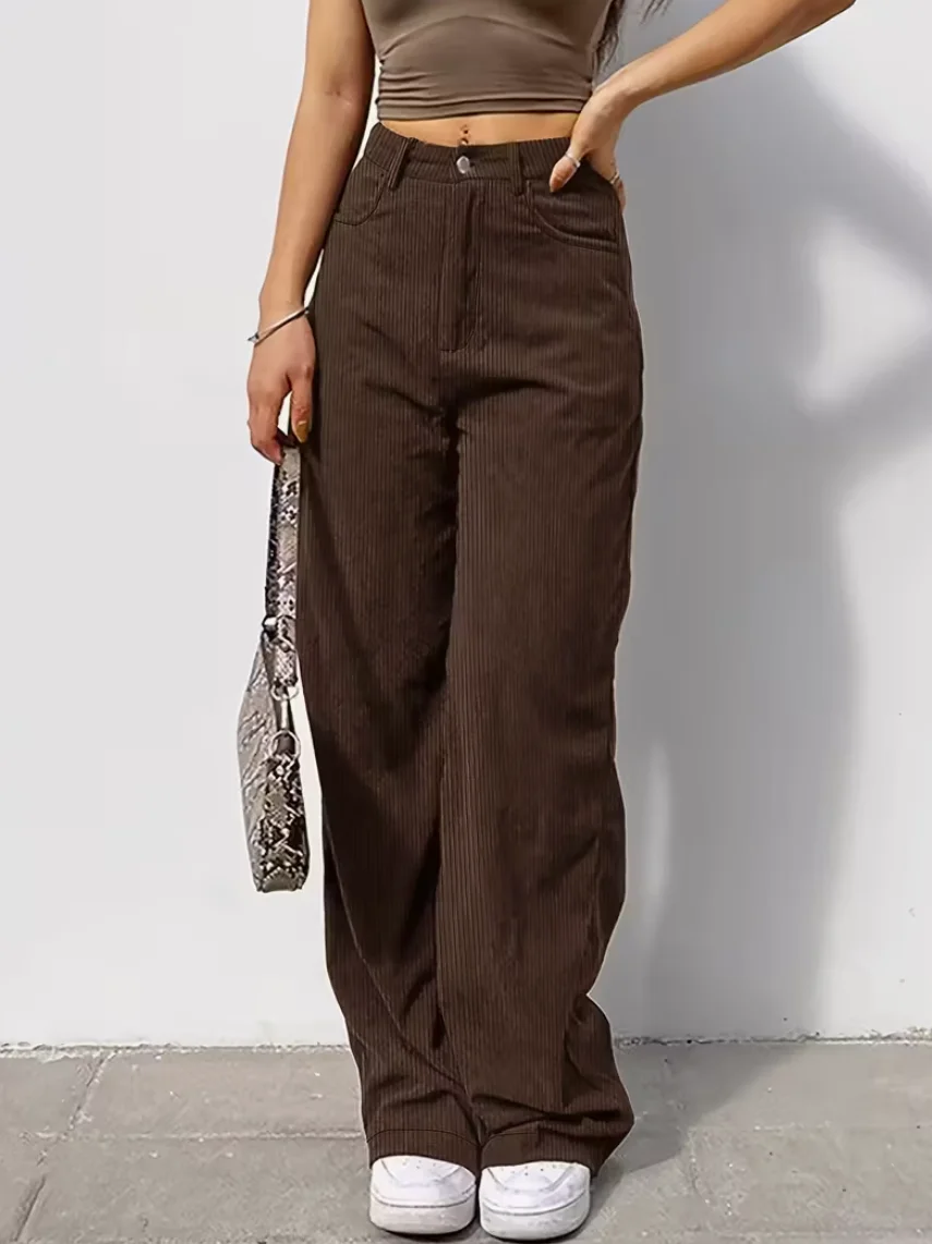 Elegancka i modna odzież damska, casualowe spodnie sportowe na zewnątrz, wyszczuplające i uniwersalne spodnie sztruksowe na jesień i zimę.