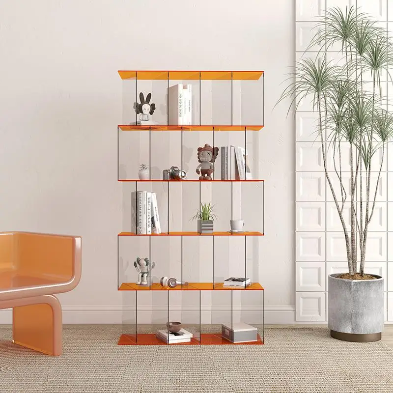

Acrylic Transparent Bookcase Floor Shelf Figure Solid Wood Against The Wall Storage Bookshelf Storage