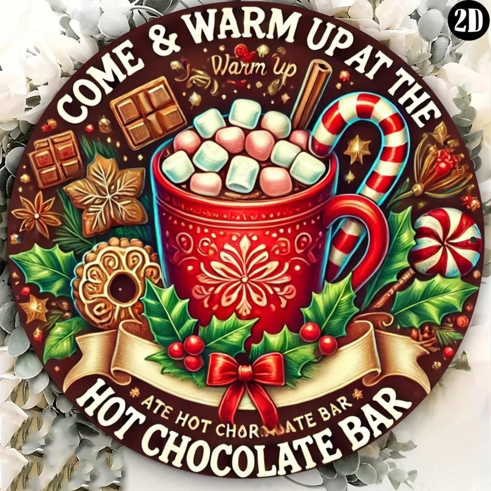 Brand Hot Chocolate Bar Metallschild, 20,3 x 20,3 cm – mit Folie graviert, langlebiges Aluminiumschild – Weihnachts-/Halloween-Dekoration, Geschenk für Zuhause K