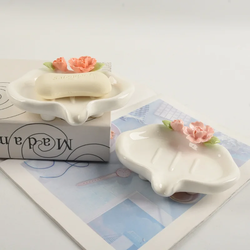 

Креативная пластиковая мыльница в форме розы, без сверления, с дренажем, для дома, для мытья посуды, настольная полка